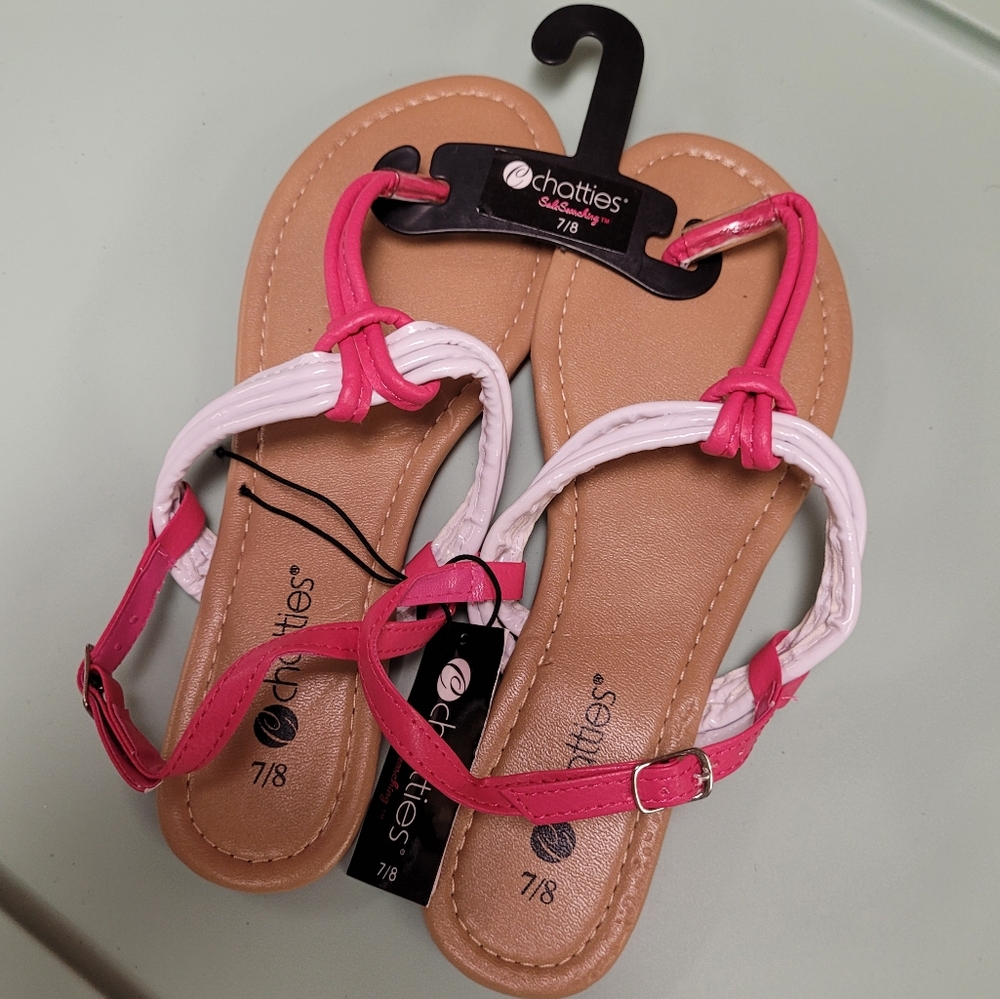 Chatties Pink and White Strappy Sandals